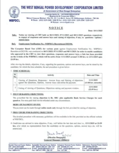 WBPDCL Answer Key 2025 Out