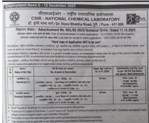CSIR NCL Recruitment 2025 Out for 34 TECHNICIAN and TECHNICAL ASSISTANT Posts 3 CSIR NCL Short Notice