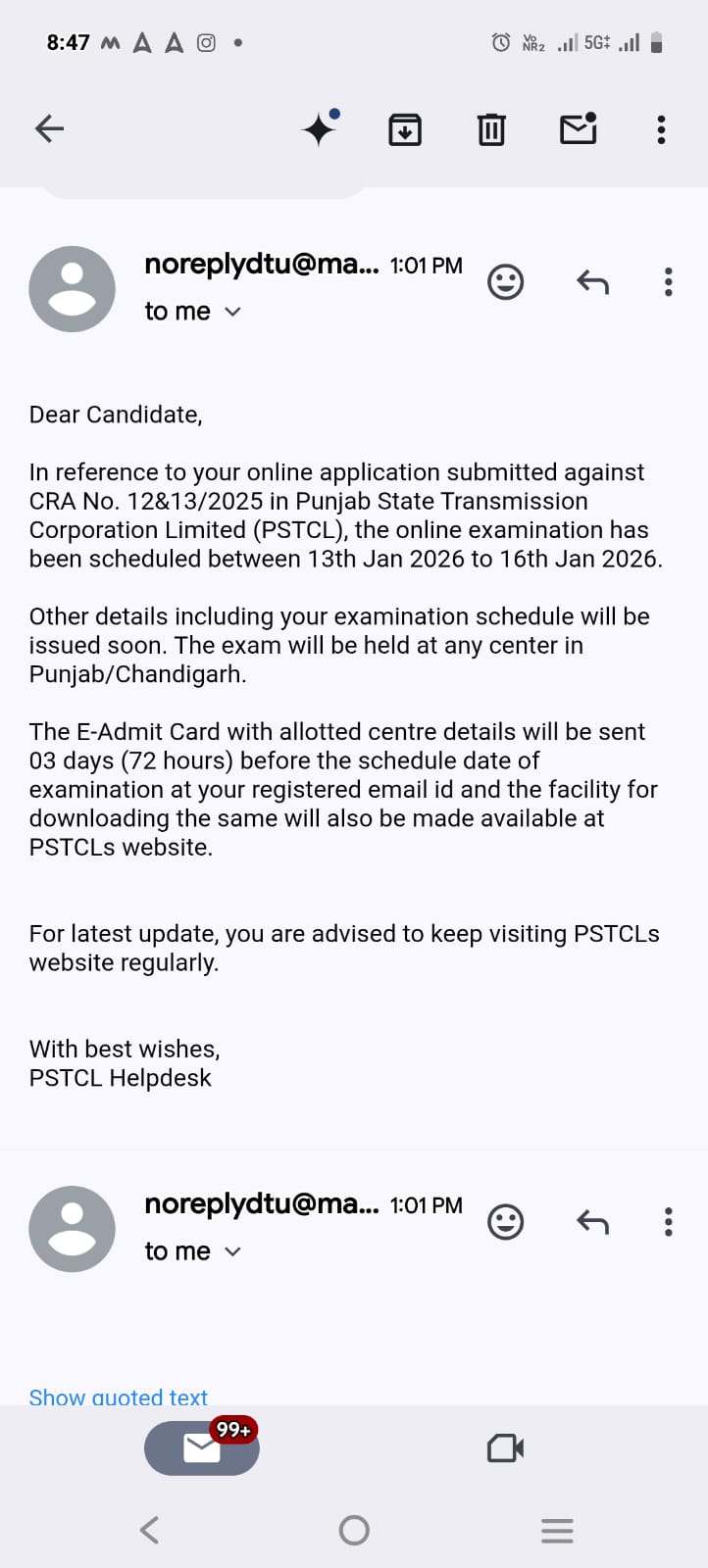 PSTCL AE JE Exam Date 2025 Out, Check Exam Schedule For 270 Posts 7 Govt. Job Notification