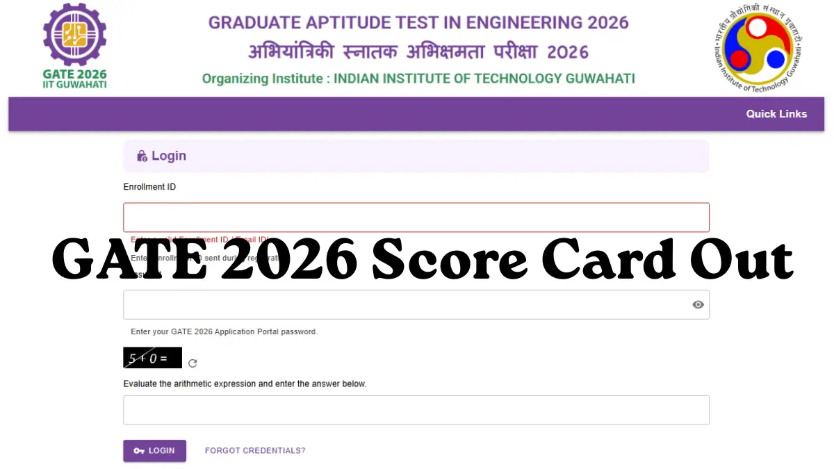 GATE 2026 Score Card Out