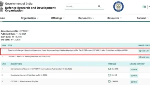 DRDO CEPTAM 11 Tier 2 Answer Key 2026