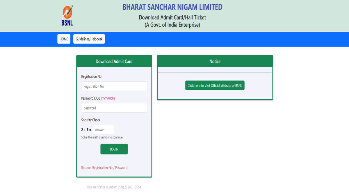 BSNL SET Admit Card 2026
