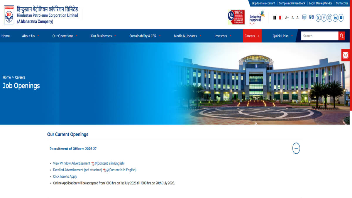 HPCL Officers Recruitment 2026