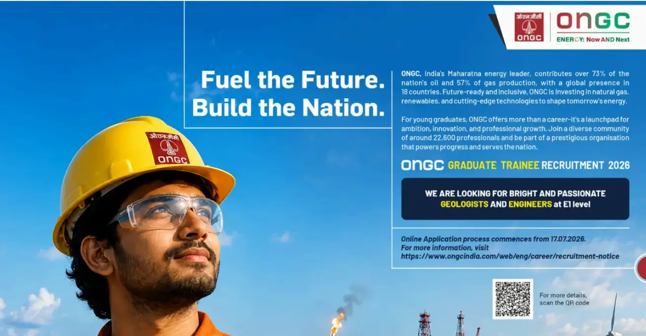 ONGC Graduate Trainee Recruitment 2026 Notification Out for Engineers and Geologists Posts 4 ONGC Graduate Trainee Recruitment Notice