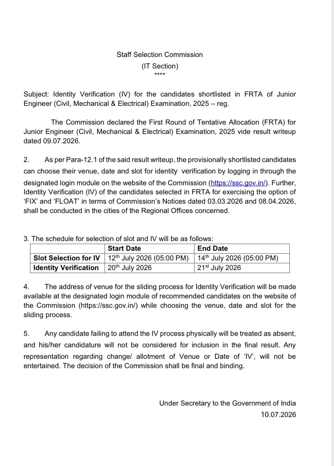 SSC JE Identity Verification Schedule Out, Slot Booking Begins from 12 July 7 Latest Posts