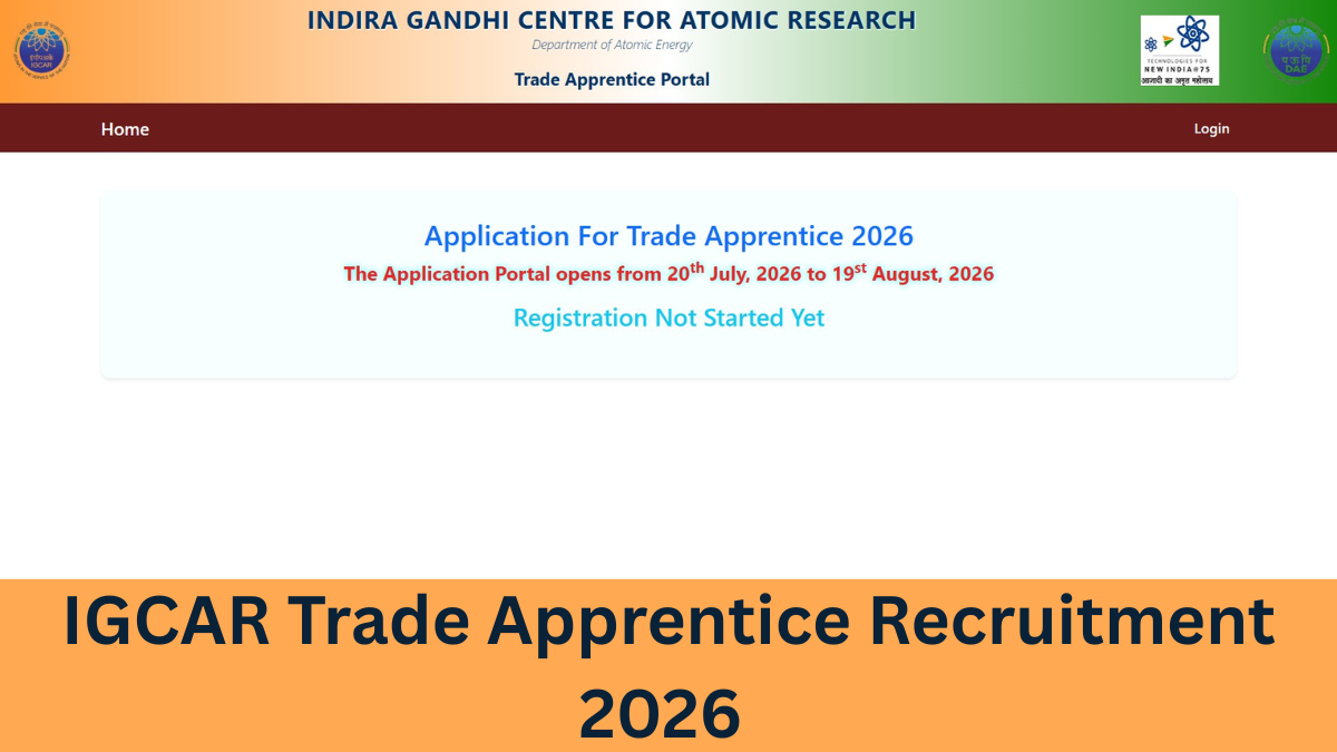 IGCAR Trade Apprentice Recruitment 2026