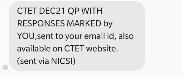 What is the latest NICSI update on the Response Sheet Sent to CTET candidates Via SMS?_40.1