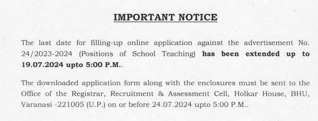 BHU School Teacher Recruitment 2024 Out, Application Link Active_3.1