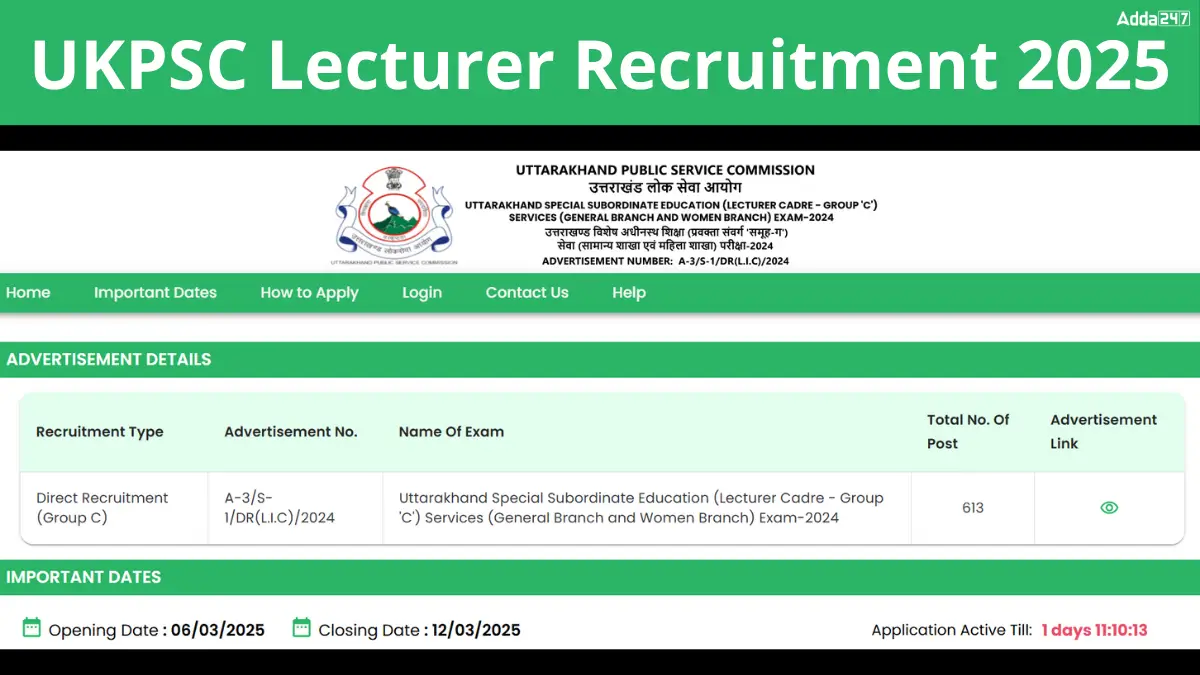 UKPSC Lecturer Recruitment 2025