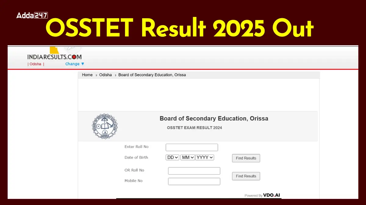 BSE Odisha OSSTET Official Result 2025