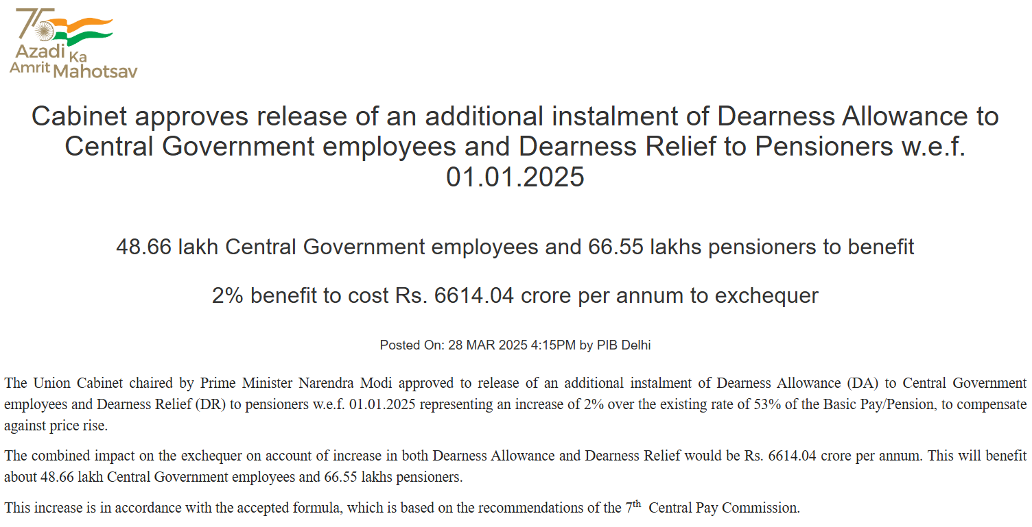 Cabinet Approves 2% DA Hike for Central Govt Teachers to Benefit from Rs. 6,614 Cr Boost_3.1