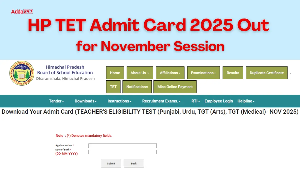 HP TET Admit Card 2025 Out