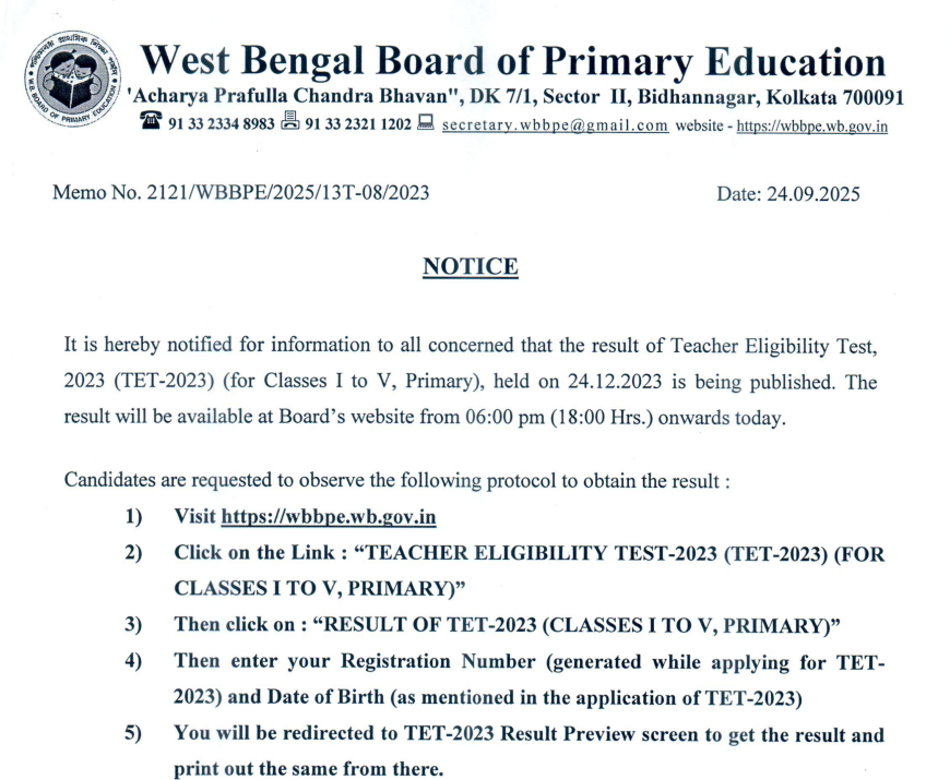 WB TET Result