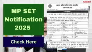 MP SET Notification 2025 Out, Check Exam Date, Subject List