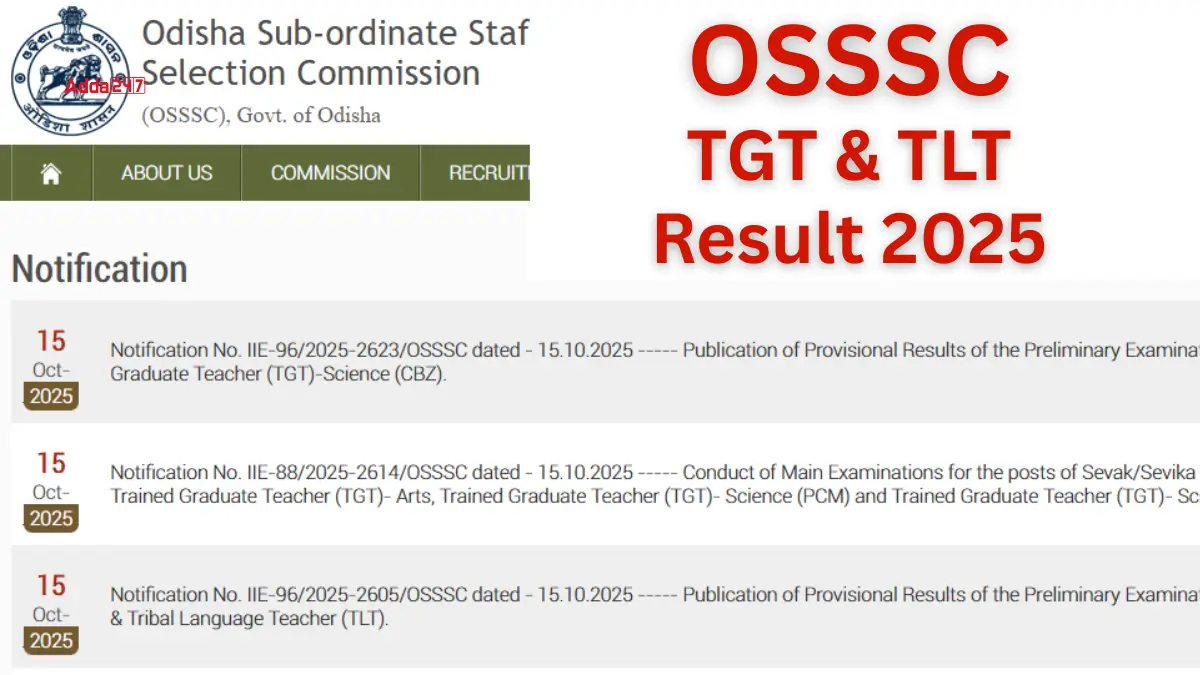 OSSSC TGT and TLT Result 2025