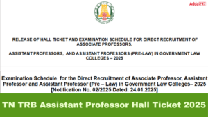 TN TRB Assistant Professor Hall Ticket 2025 Out @trb.tn.gov.in, Download Admit Card