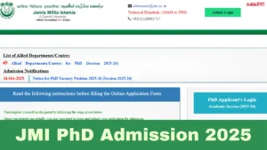 JMI PhD Admission 2025-26, Apply Link, Seats