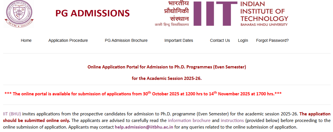 IIT BHU Ph.D. Admission 2025-26, Apply Online @iitbhu.ac.in_3.1