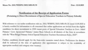 WB Special Primary Teacher Notification 2025 Out for 2308 Posts, Check Eligibility and Apply Online Link