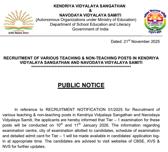 KVS Recruitment 2025 OUT for 9,126 TGT, PGT, PRT, Principal and Other Posts_3.1