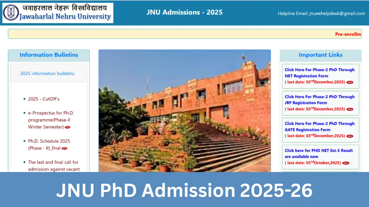 JNU PhD Admission 2025-26