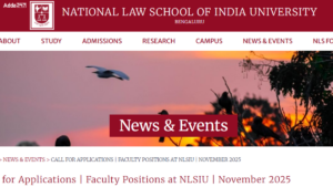 NLSIU Faculty Recruitment 2025 Out, Eligibility, Salary