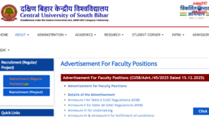 CU South Bihar Faculty Recruitment 2026, Apply Link, Salary, Vacancy