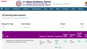 GGV Faculty Recruitment 2025-26, Salary, Apply link