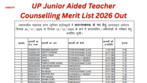 UP Junior Aided Teacher Counselling Merit List 2026 Out