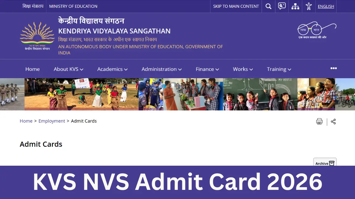 KVS NVS Admit Card 2026
