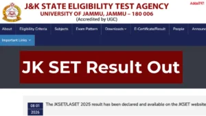 JK SET Result 2025 Out, Direct download link at jujkset