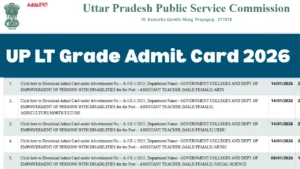 UP LT Grade Admit Card 2026 Out for 24,25 January Exam, Get PDF Download Link