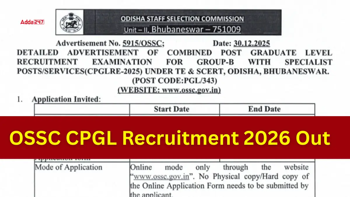 OSSC CPGL Recruitment 2026 Out