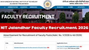 NIT Jalandhar Faculty Recruitment 2026 out for 101 Posts