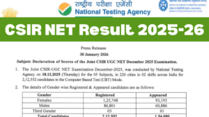 CSIR NET Result 2025-26 Out, Download Score Card PDF @ csirnet.nta.nic.in