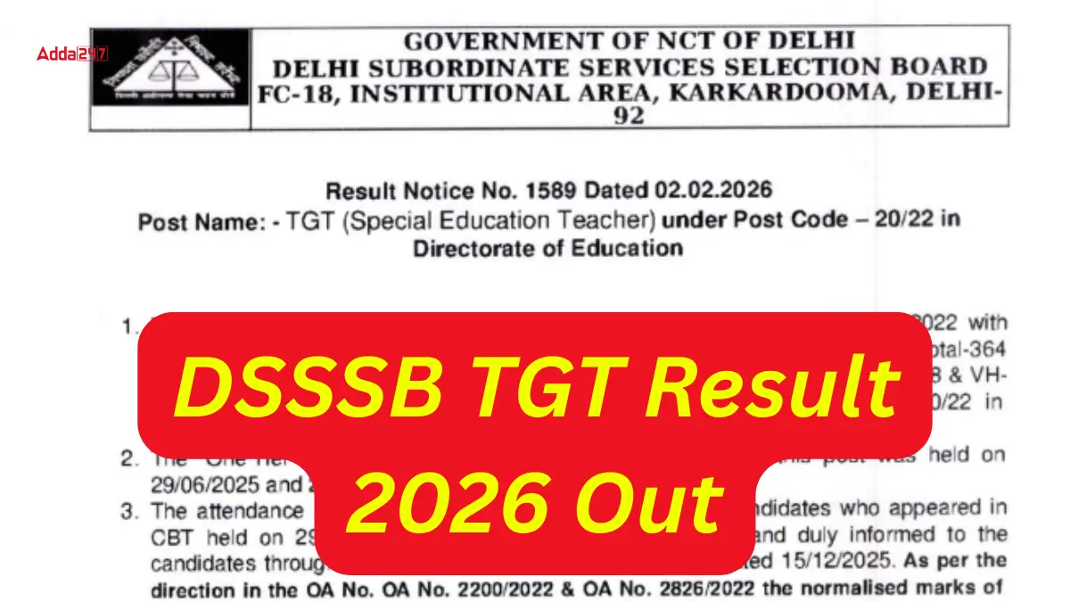 DSSSB TGT Result 2026 Out