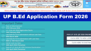 UP B.Ed Application Form 2026 Active, Apply Online Link Here