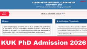 KUK PhD Admission 2026, Apply Link, Eligibility, Seats