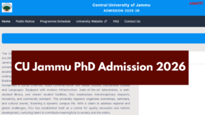 CU Jammu PhD Admission 2026, Apply Till 8 March