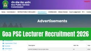 Goa PSC Lecturer Recruitment 2026, Apply Link, Salary