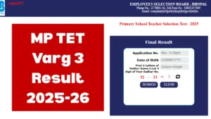 MP TET Varg 3 Result 2025-26 Out, Download Primary Teacher Scorecard PDF