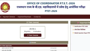 Rajasthan PTET Application Form 2026 Out, Check Apply Online Link Here