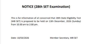 WB SET Exam Date 2026