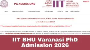 IIT BHU Varanasi PhD Admission 2026-27, Apply till 13 Apr