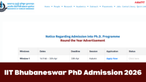 IIT Bhubaneswar PhD Admission 2026, Seats, Selection Process