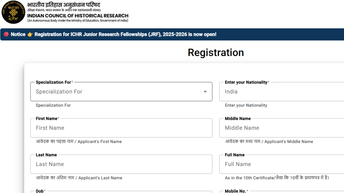 ICHR JRF Recruitment 2026