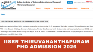 IISER Thiruvananthapuram PhD Admission 2026, Seats, Eligibility Criteria