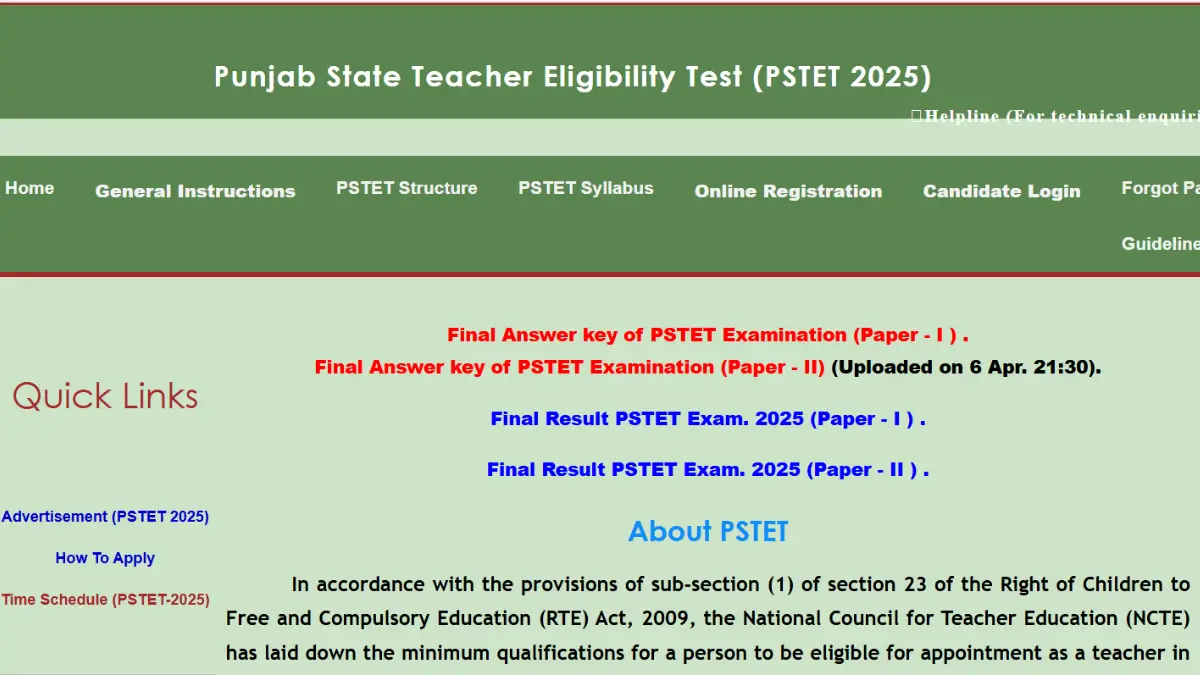 PSTET Result 2026 Out