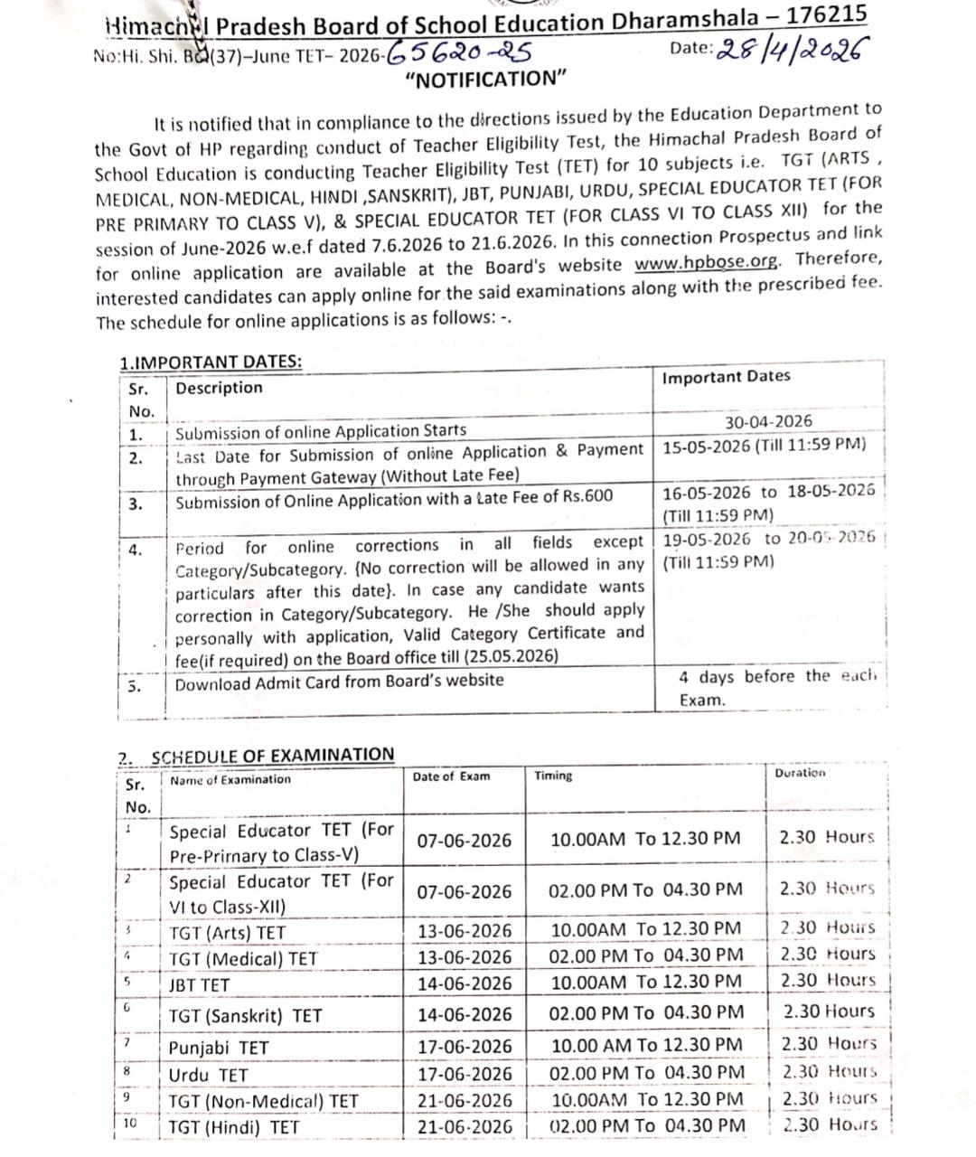 HP TET Notification 2026_3.1