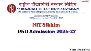 NIT Sikkim PhD Admission 2026-27